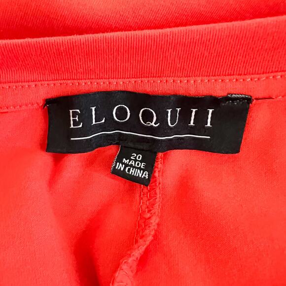 Eloquii | Bold Orange Plus Size Tie Waist short Sleeve Midi Dress 20 - Picture 10 of 12